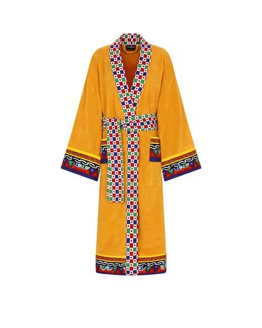 Dolce & Gabbana Yellow Terry Cotton Caretto Robe