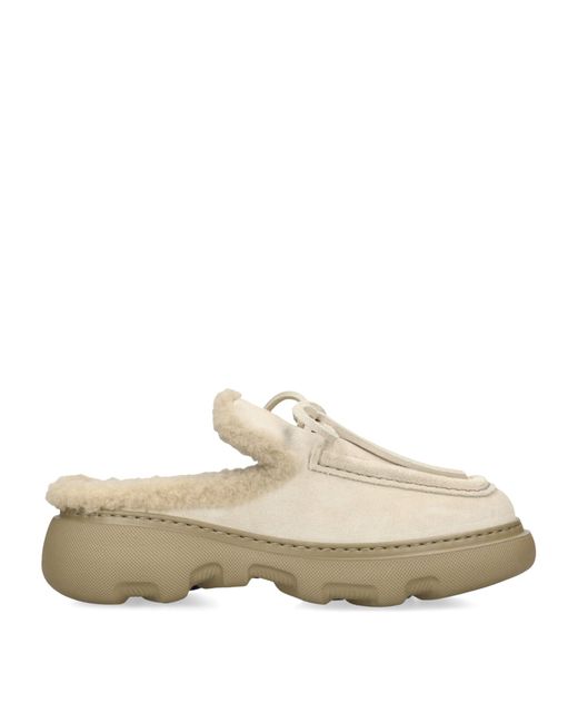 Burberry Natural Suede Shearling-lined Stony Mules
