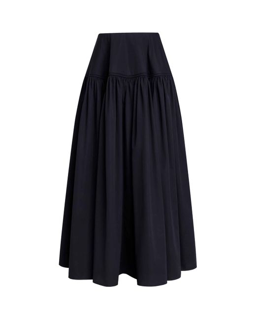 Alaïa Blue Cotton Poplin Bell Maxi Skirt