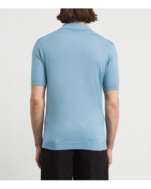 John Smedley Blue Sea Island Cotton Adrian Polo Shirt for men