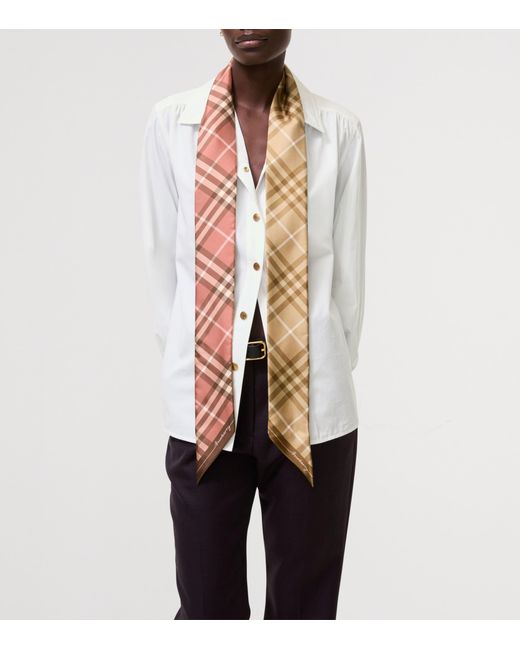 Burberry Metallic Silk Contrast Check Skinny Scarf