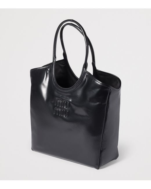 Miu Miu Black Leather Ivy Top-Handle Bag