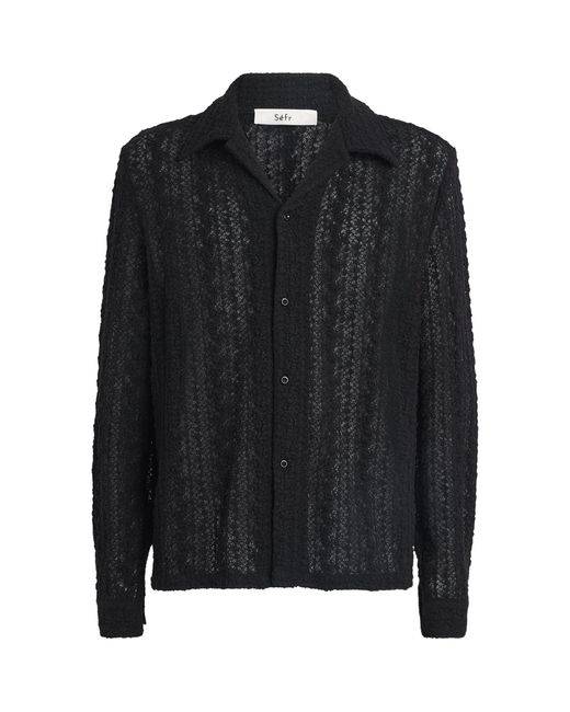 Séfr Black Wool-Blend Lace Jagou Shirt for men