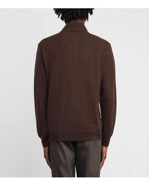 Polo Ralph Lauren Brown Merino Wool Lorelle Quarter-Zip Sweater for men