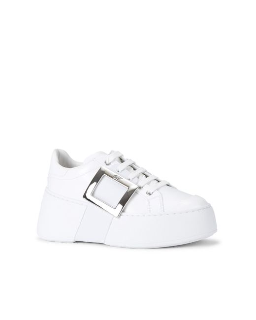 Roger Vivier White Leather Viv Skate Platform Sneakers