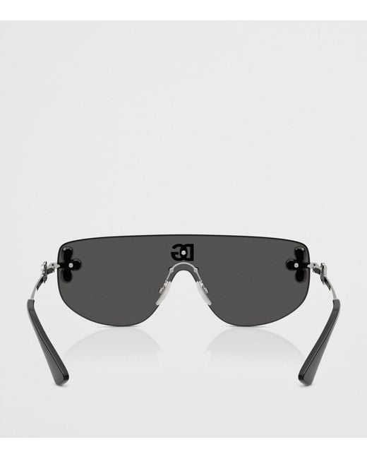 Dolce & Gabbana Gray Crystal-Embellished Visor Sunglasses
