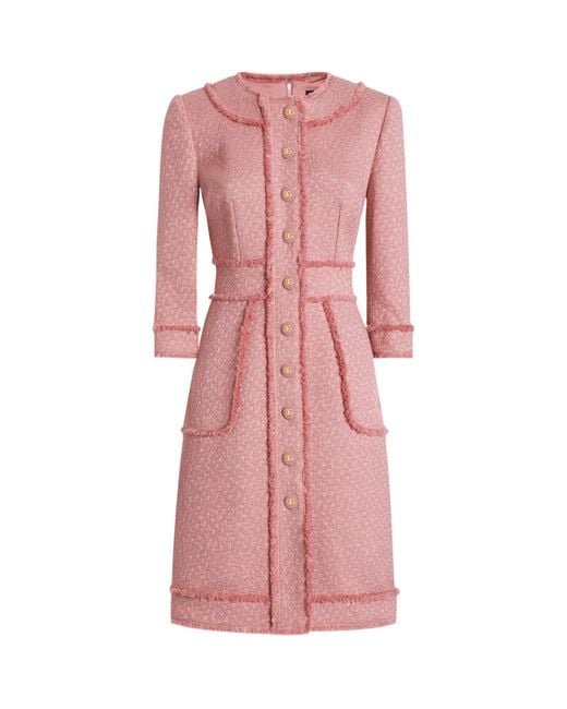 Dolce & Gabbana Pink Wool-Blend Tweed Mini Dress
