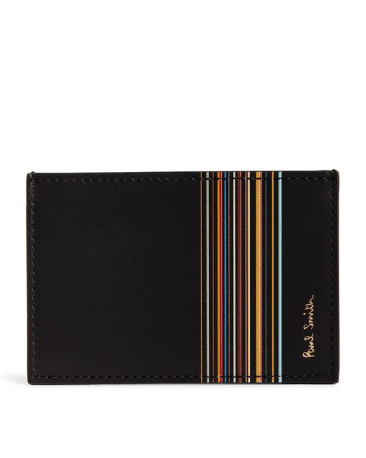 Paul Smith Black Leather Striped Card Holder for men