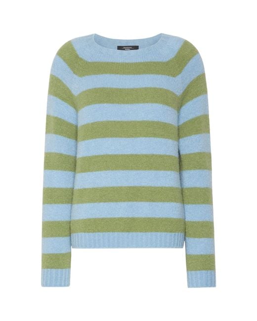 Weekend by Maxmara Green Stripe Crew-Neck Sweater