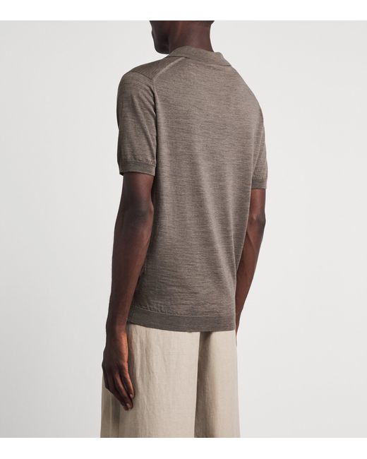 John Smedley Gray Extra Fine Merino Wool Macloud Polo Shirt for men