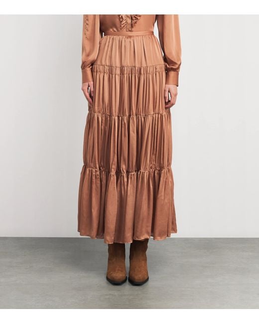 Ulla Johnson Brown Silk Gaelle Maxi Skirt