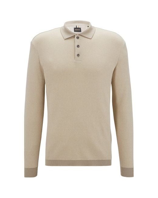Boss Natural Long-Sleeved Polo Shirt for men