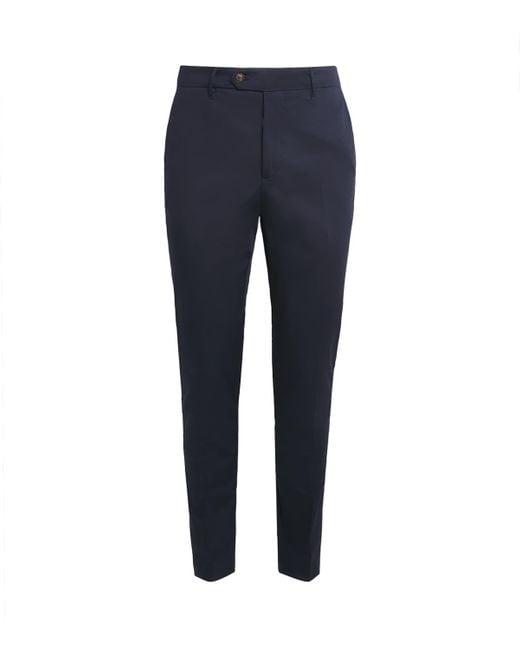 Pal Zileri Blue Cotton Stretch Slim-Fit Chinos for men