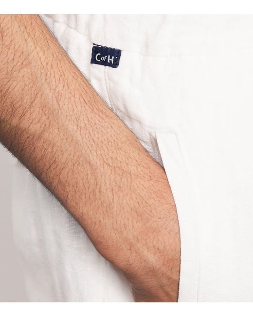 Citizens of Humanity White Linen Drawstring Straight Trousers for men