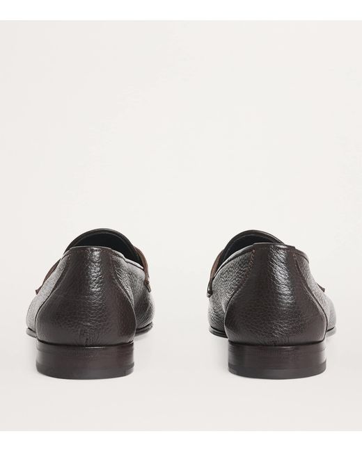 Brioni Gray Leather Appia Loafers for men