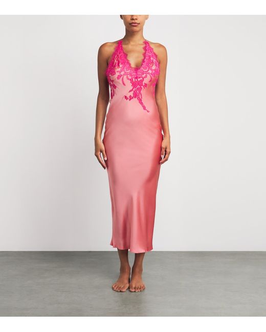 Torlowei Pink Silk Tokoni Midi Slip Dress