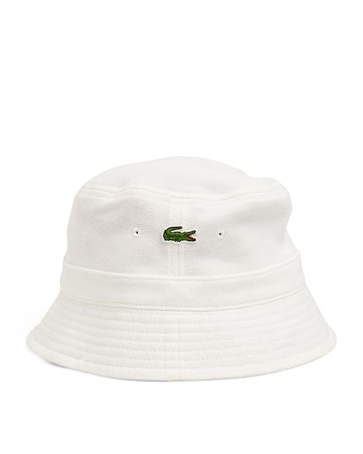 Lacoste White Cotton Bucket Hat for men