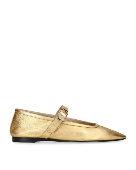 Le Monde Beryl Natural Leather Metallic Mary Jane Ballet Flats