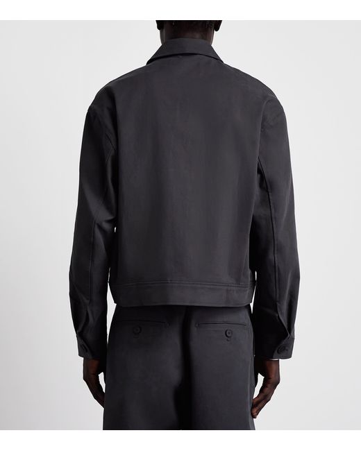 Studio Nicholson Black Cotton Concealed Placket Overshirt for men