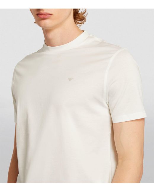 Emporio Armani White Cotton Logo T-shirt for men