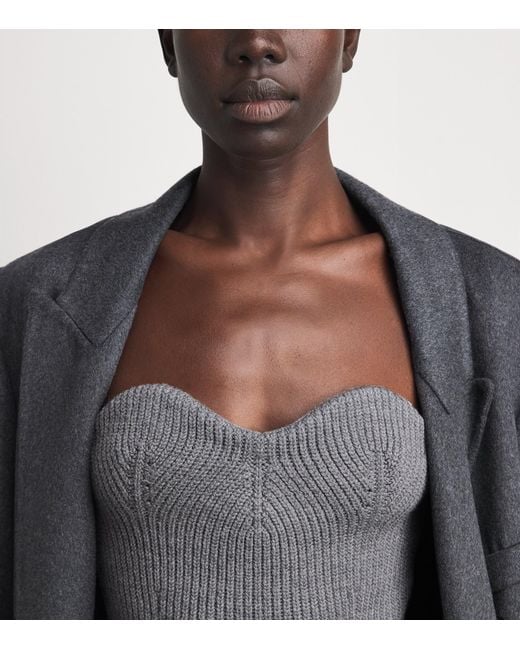 Jil Sander Gray Wool-Blend Bustier Top