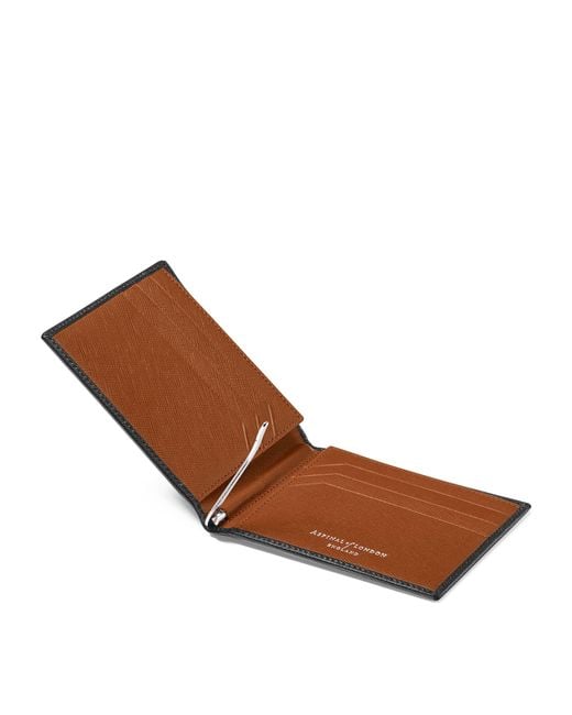 Aspinal Black Leather Bi-Fold Wallet for men