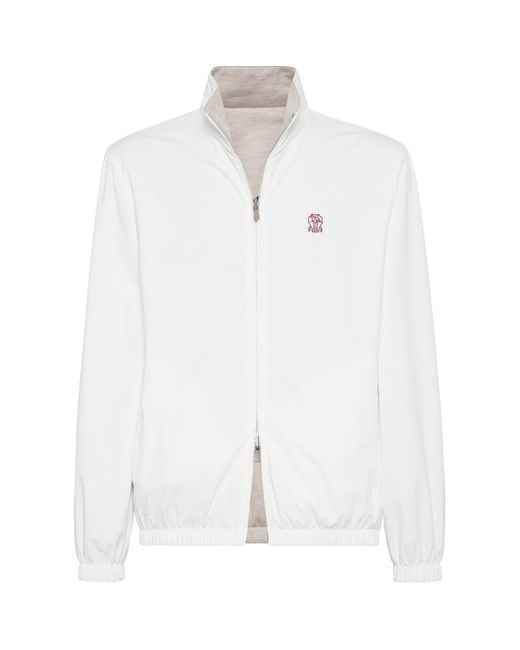 Brunello Cucinelli White Reversible Logo Jacket for men