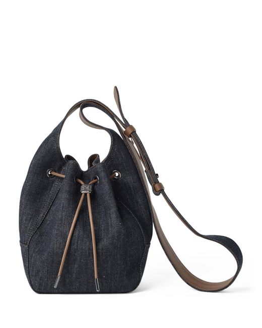 Brunello Cucinelli Black Small Denim Bc Duo Bucket Bag