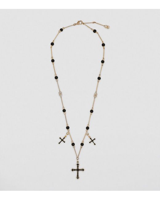 Dolce & Gabbana Metallic Beaded Cross Necklace