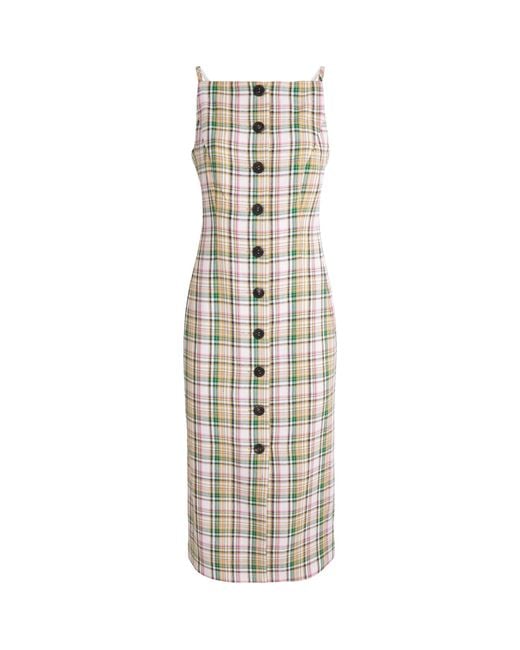 Carolina Herrera Metallic Plaid Print Midi Dress