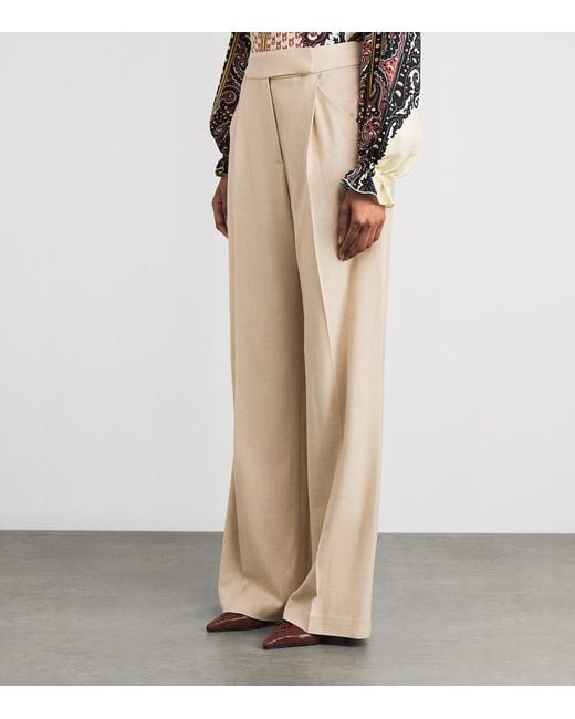 Veronica Beard Natural Marbeau Wide-Leg Trousers