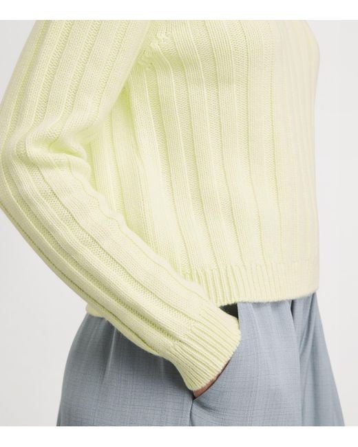 Johnstons Yellow Cashmere Ribbed Lecht Sweater