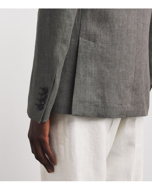 Slowear Gray Linen Double-Breasted Blazer for men
