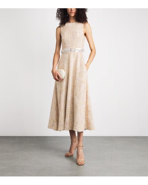 Safiyaa Natural Tweed Maisie Midi Dress