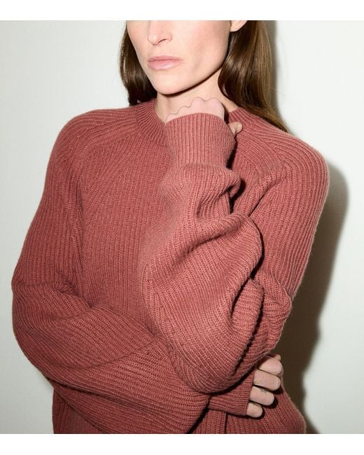 MAX&Co. Red Wool-Cashmere Balloon-Sleeve Sweater