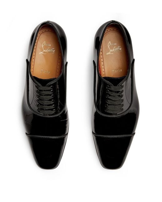 Christian Louboutin Black Greggo Patent Oxford Shoes for men