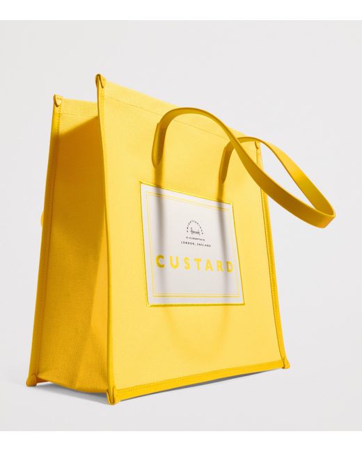 Harrods Yellow Cotton Custard Condiments Shopper Bag