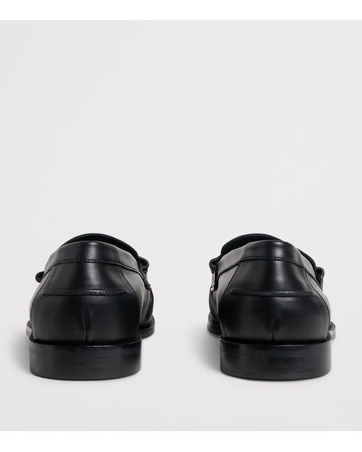 Emporio Armani Black Leather Loafers for men