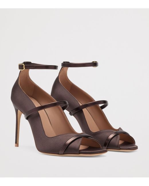 Malone Souliers Brown Satin Cynthia Heeled Sandals 90