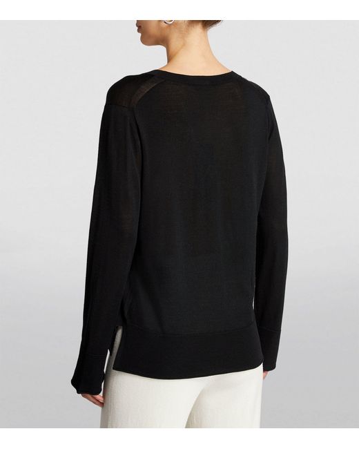 Joseph Black Merino-silk V-neck Sweater