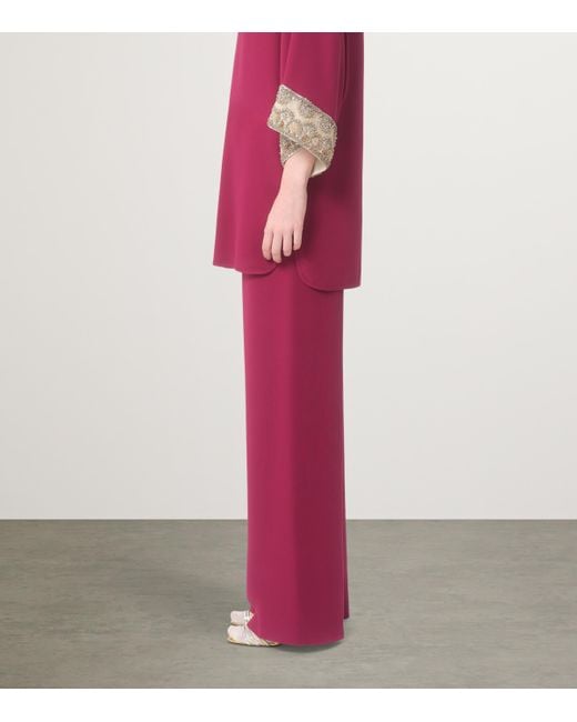 Valentino Purple Silk Wide-Leg Trousers