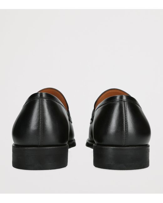 Magnanni Shoes Black Leather Madison Penny Loafers for men
