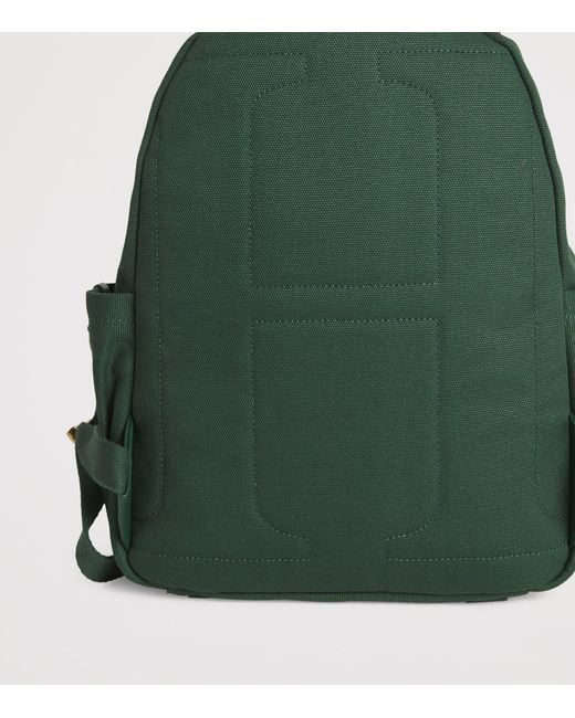 Harrods Green Cotton Embroidered Emblem Backpack