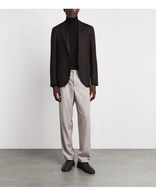 Lardini Black Virgin Wool-Cashmere Check Blazer for men