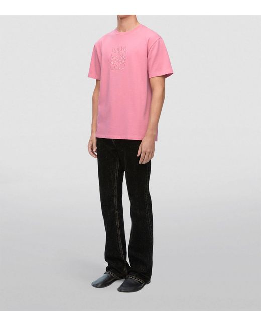 Loewe Pink Embroidered Logo T-shirt for men