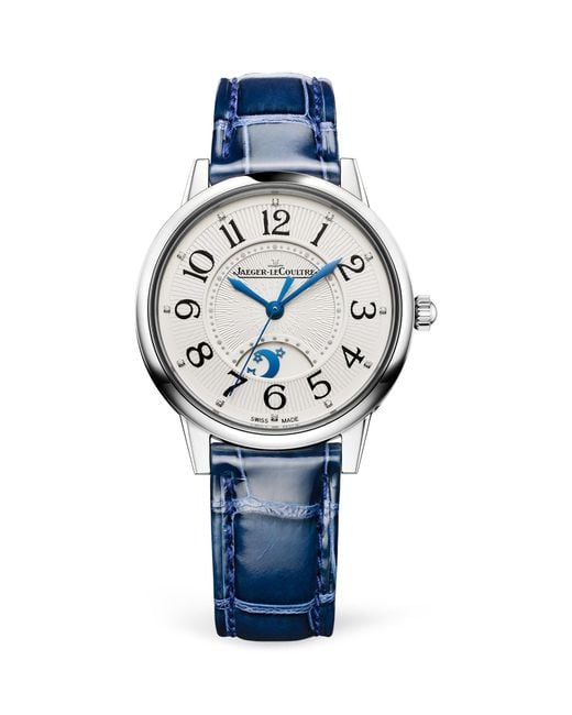 Jaeger-lecoultre Blue Medium Stainless Steel And Diamond Rendez-vous Night & Day Watch 34mm