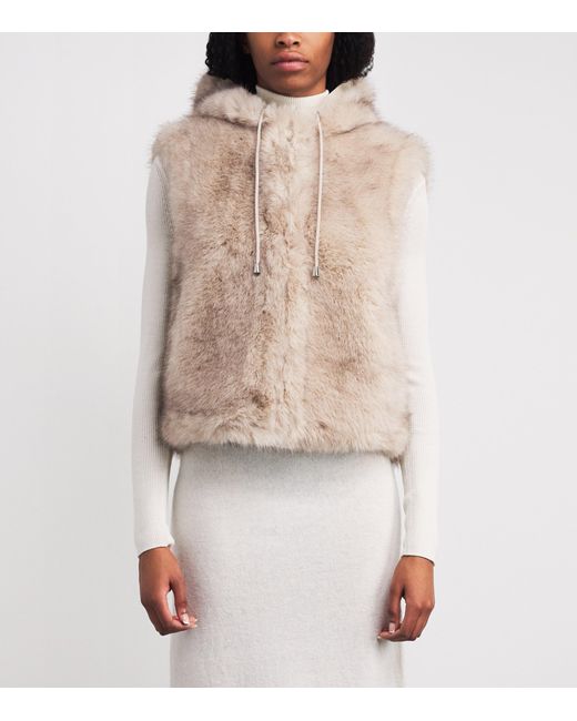 Maje Natural Faux Fur Hooded Gilet