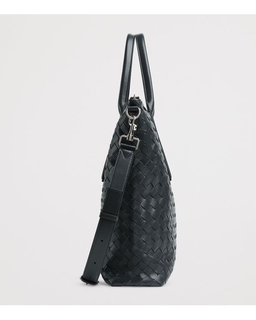 Bottega Veneta Black Leather Intrecciato North-South Tote Bag for men