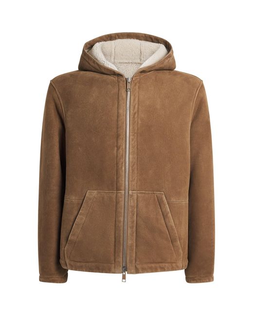 Yves Salomon Brown Shearling Reversible Hooded Jacket for men