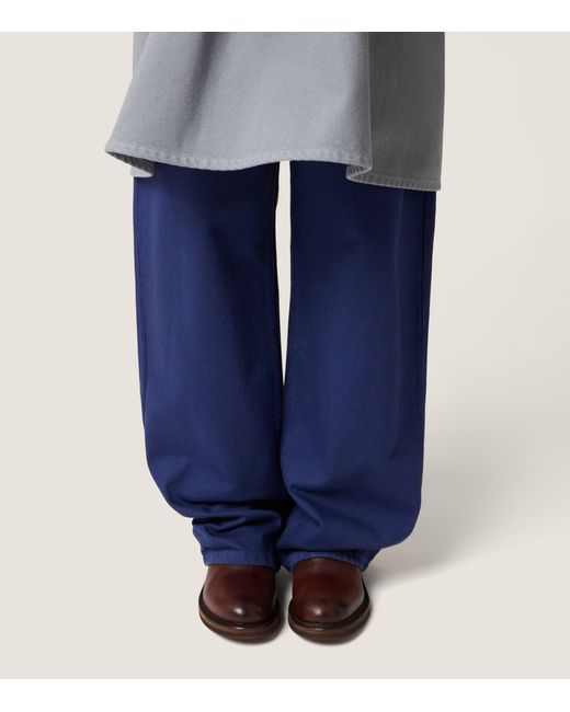 Miu Miu Blue Cotton Gabardine Straight Trousers